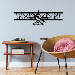 Wallity Airplane Escultura de Pared de Metal Negro